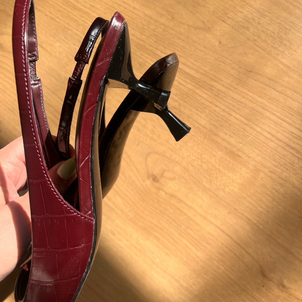 Mango Women's Burgundy Slingback Heels - Picture 5 of 5
